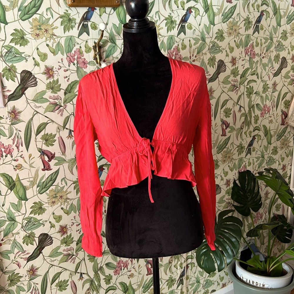 Sunday Best Red Tie-Front Sweater